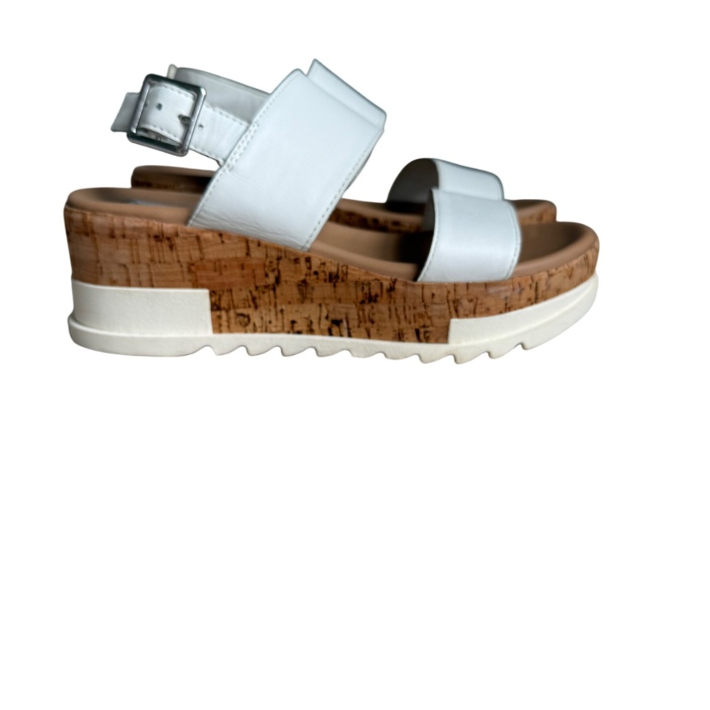 Steve Madden White and Brown Wedges with Cork Platform
